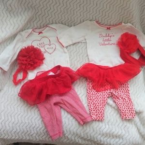 2 Carter's Twin Valentine Onsie & Legging Tutu Set